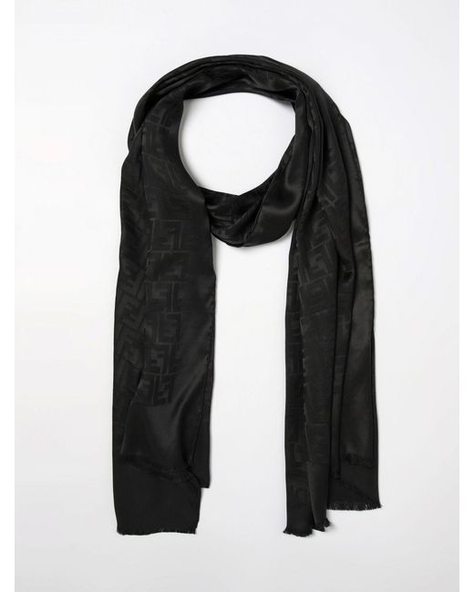 Bufanda Ff De Seda Con Monograma Jacquard Fendi de color Black