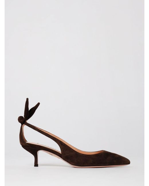 Aquazzura White Bow Tie Suede Pumps