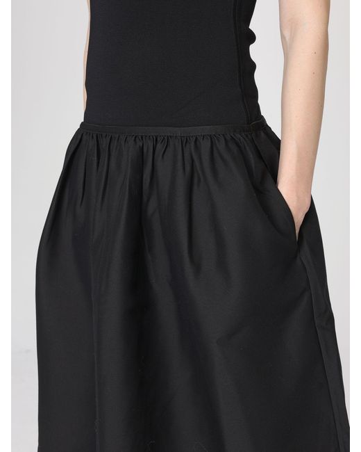 Totême Black Wool And Silk Midi Dress