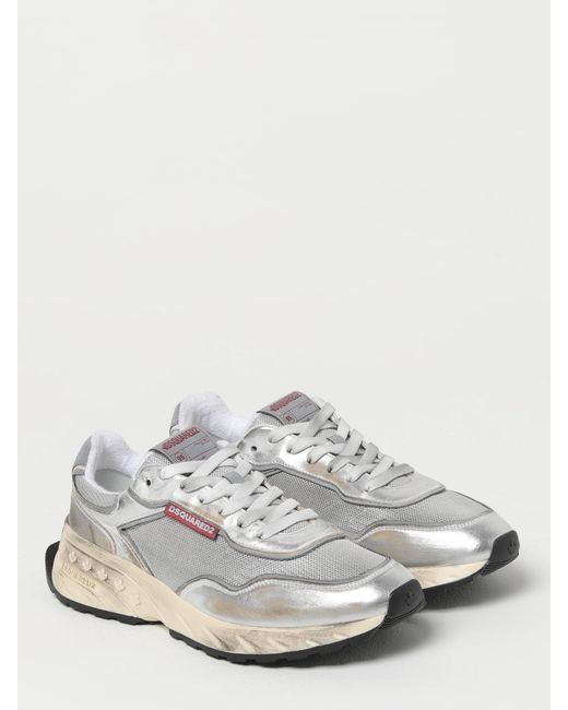DSquared² Sprinter Sneakers Aus Laminiertem Leder Und Used-Mesh in White für Herren