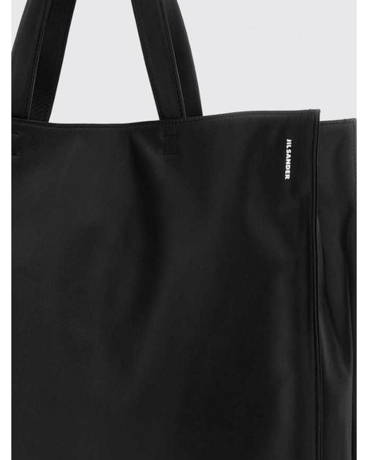 Jil Sander Black Large Light Smooth Calfskin Leather Tote Bag With Double Handle for men