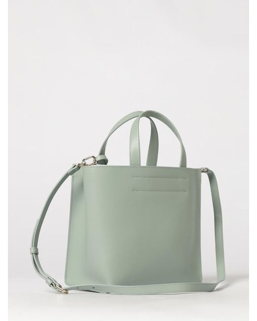 Furla Green Divide Small Leather Tote Bag By With Double Handle And Charm