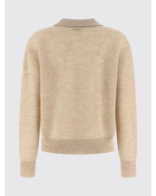 Brunello Cucinelli Blue Mohair And Wool Long-Sleeved Knitted Polo With V-Neck