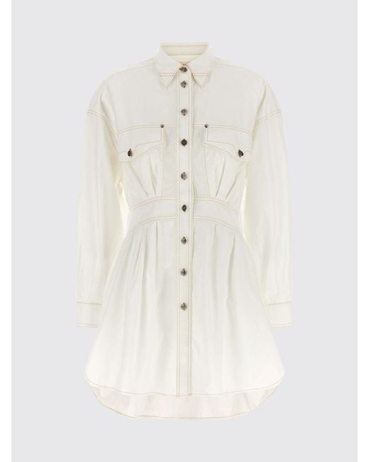 Versace White Slim Fit Cotton Poplin Mini Shirtdress With Patch Pockets