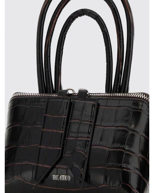 The Attico Black Mini Friday Crocodile Print Leather Bag