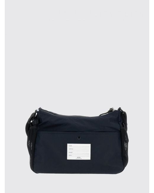 A.P.C. Blue Utility Nylon Crossbody Bag With Patch Pocket And Carabiner for men
