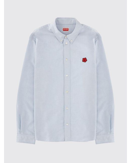 KENZO White Classic Cotton Shirt With Boke Flower for men