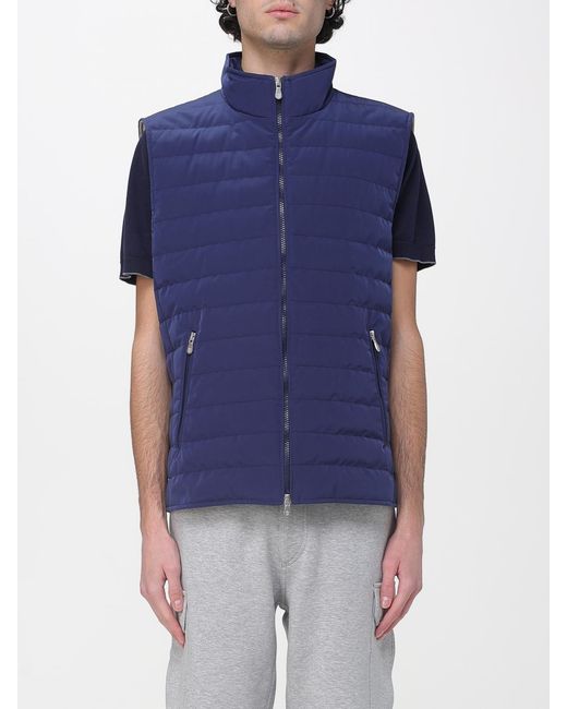 Brunello Cucinelli Blue Padded Polyester Vest for men