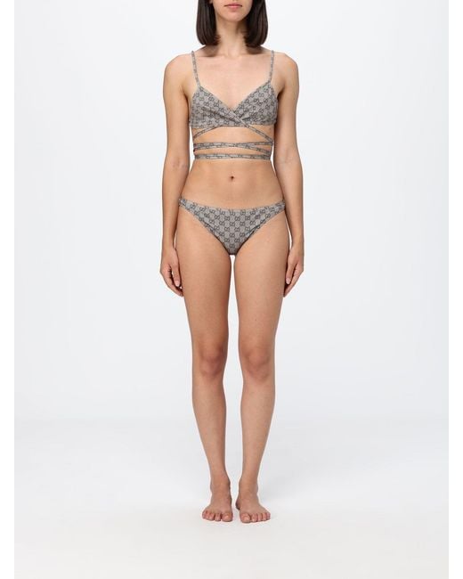 Gucci White Gg Monogram Jersey Triangle Bikini