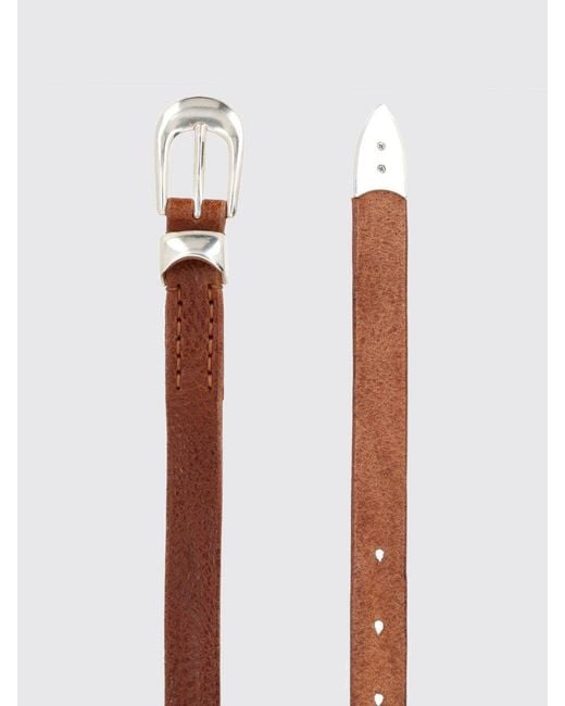 Our Legacy Brown Grained Leather Belt With Pin Buckle for men