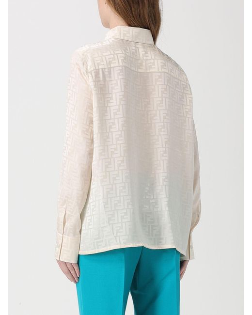Fendi Natural Silk Shirt With Ff Motif