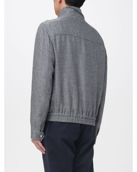 Brunello Cucinelli Gray Wool And Linen Blend Bomber Jacket for men