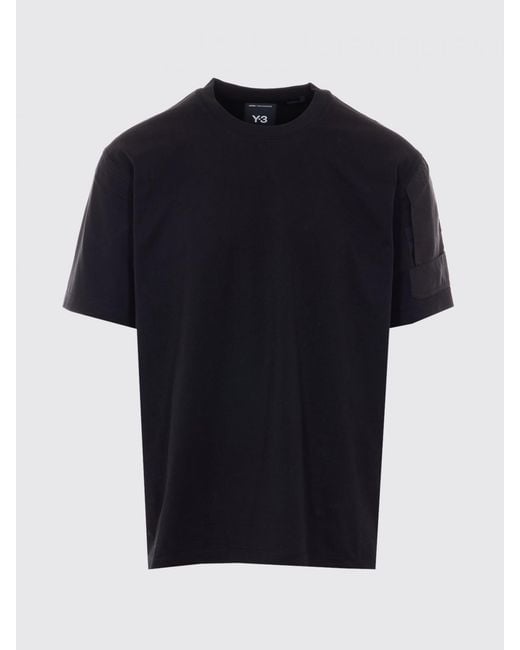 Y-3 Black Cotton T-Shirt With Pockets for men