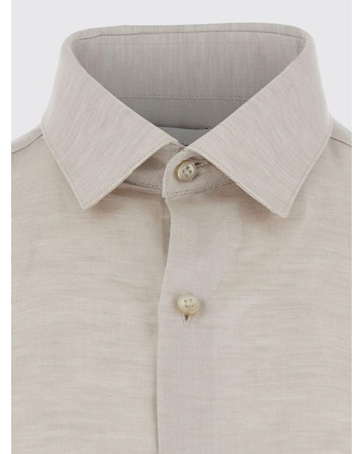 Calvin Klein Gray Linen And Lyocell Blend Shirt With French Collar for men