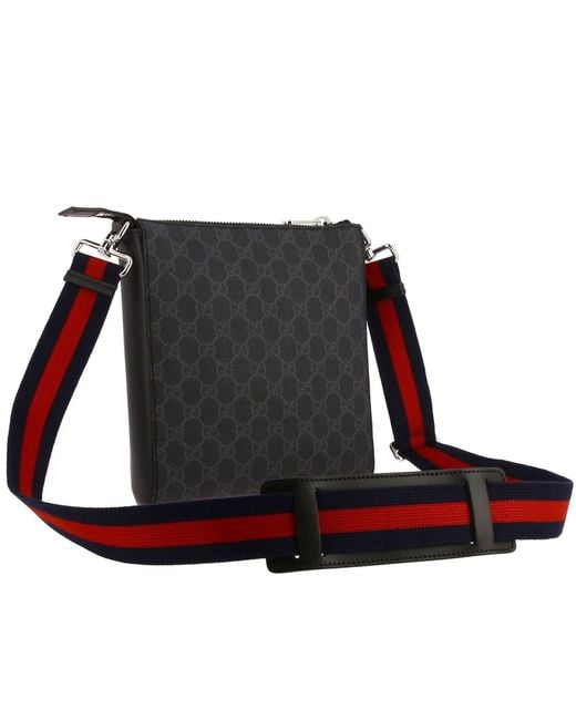 Gucci Leather Messenger Bag in Black for Men