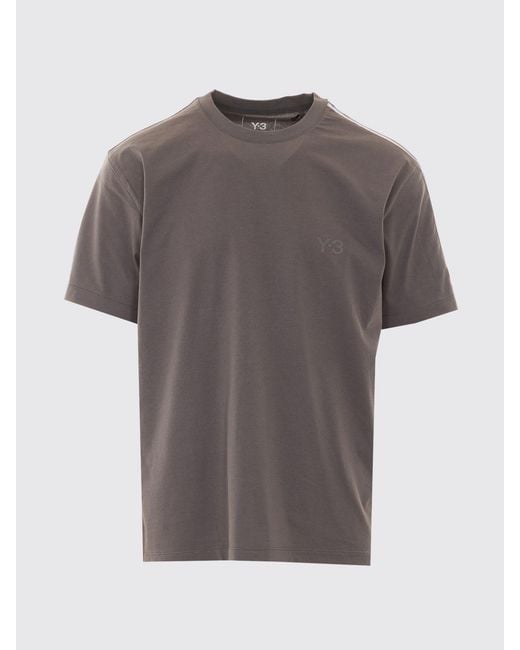 Y-3 Gray Crewneck Cotton T-Shirt With Short Sleeves And Tone-On-Tone Logo for men