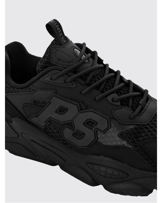 Philipp Plein Black Leather And Mesh Low-Top Trainers With Contrast Monogram for men