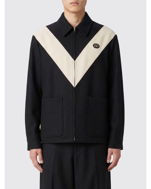 Valentino Black V Wool Blend Coat for men