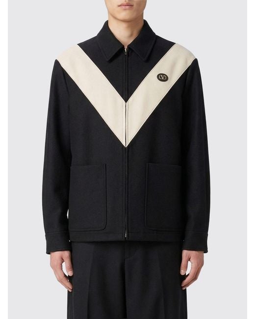 Valentino Black V Wool Blend Coat for men