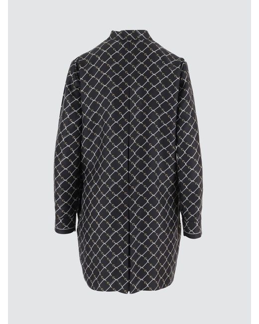 Gucci Black Horsebit Print Silk Chemisier Dress