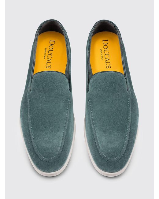 Doucal's Green Suede Loafers for men