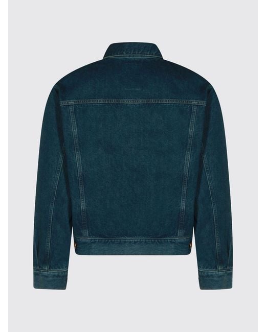 Maison Kitsuné Blue Maison KitsunÉ Cotton Denim Jacket With Applied Logo for men