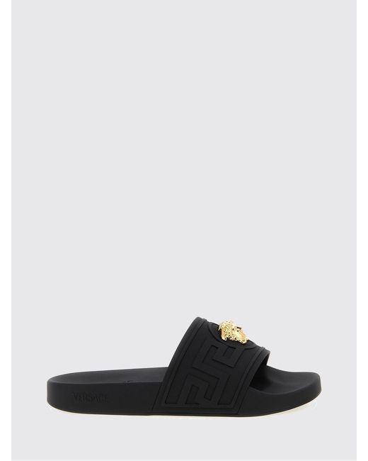 Versace Black La Medusa Rubber Sliders for men
