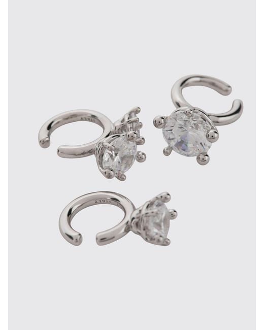 Panconesi White Constellation Set Of 3 Crystal-Embellished Chrome-Plated Brass Earrings