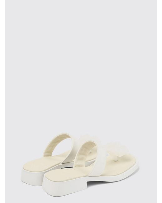 Camper White Dana Leather And Silicone Sandals