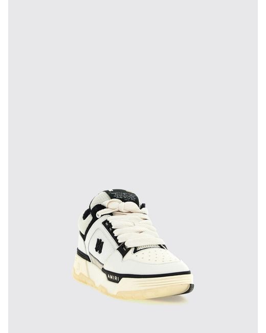Amiri White Ma-1 Leather And Mesh Sneakers With Monogram And Padded Ankle