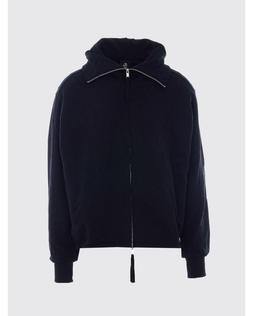Thom Krom Blue Zipped Cotton Sweatshirt With Sailor Collar for men