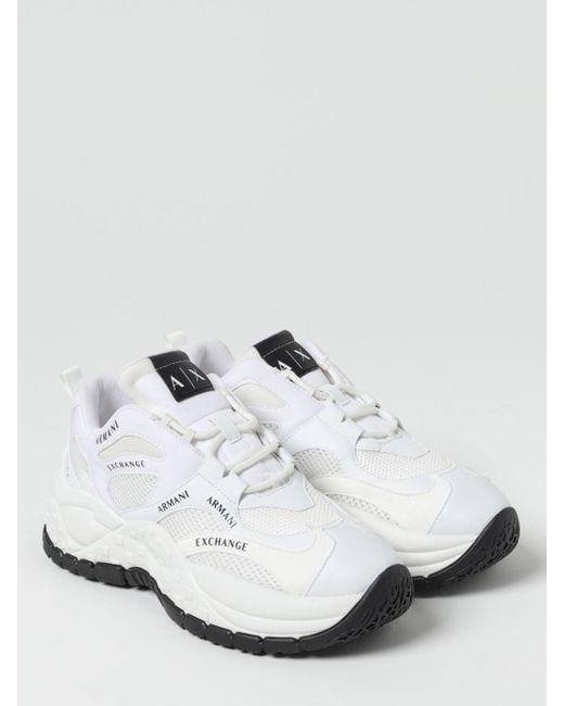 Sneakers in mesh e pelle sintetica di Armani Exchange in White