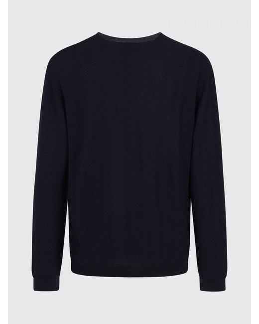 Giorgio Armani Blue Cotton And Silk Crewneck Sweater for men