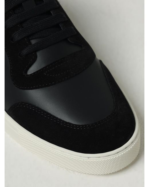 Burberry Black Stevie Leather And Check Canvas Sneakers for men