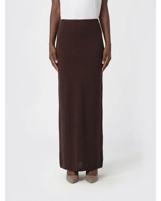 Brunello Cucinelli Brown Long Linen Skirt With Slits