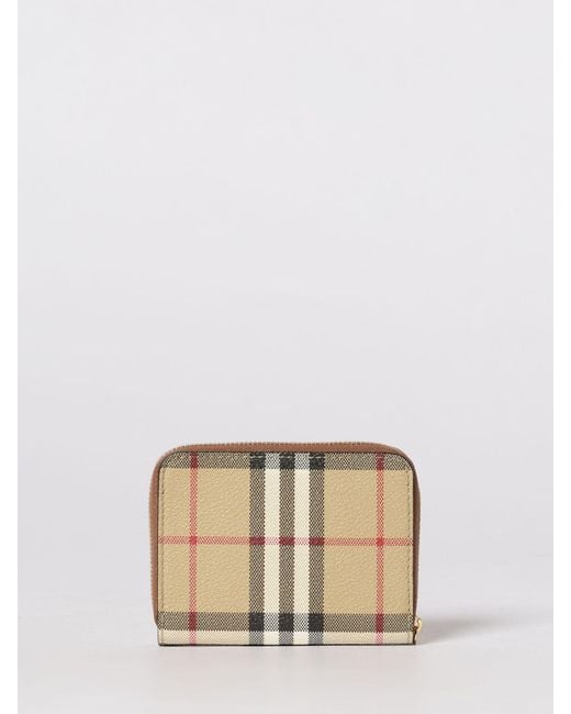 Burberry Natural Coated Cotton Vintage Check Print Wallet