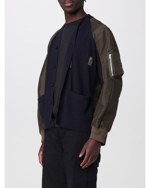 Sacai Blue Cotton Blend Cardigan for men