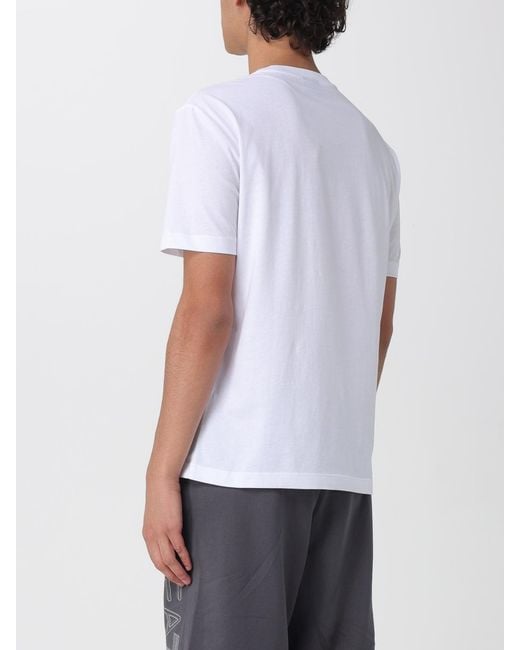 EA7 White Cotton T-Shirt With Logo for men