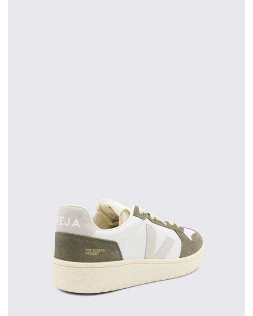 Veja Natural V-82 O.T. Leather Sneakers With Perforated Toe And Contrast Logo for men