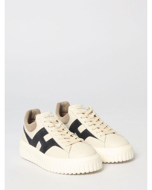Hogan White H-Stripes Leather Sneakers for men