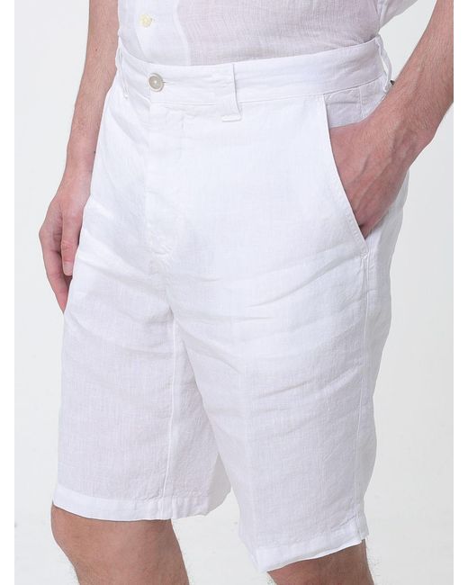 120% Lino White Linen Shorts for men