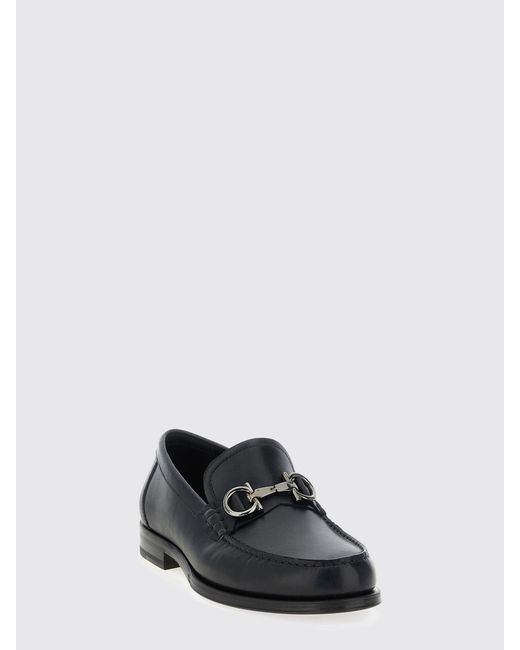 Ferragamo White Gancini Leather Loafers for men