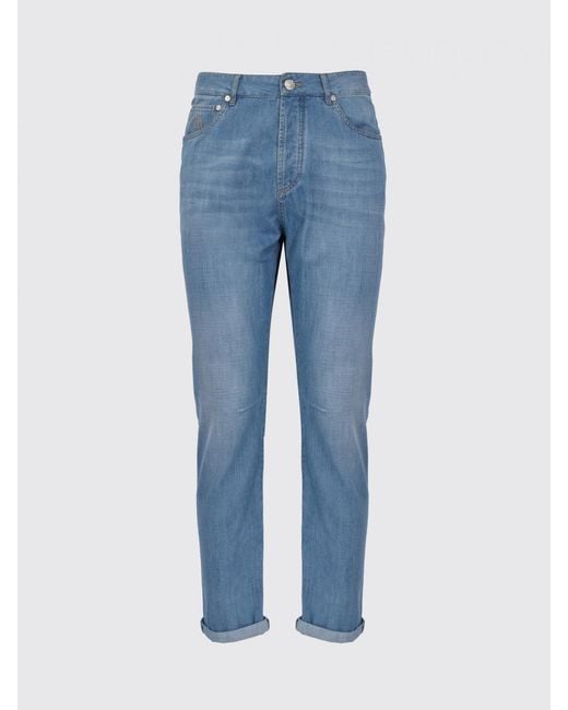 Brunello Cucinelli Blue Cotton Straight Jeans for men