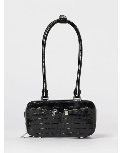 Self-Portrait Black Mini Croc-Effect Leather Shoulder Bag