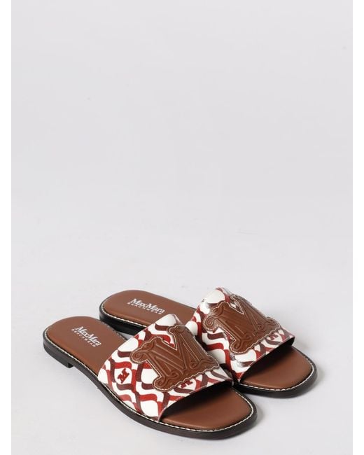 Max Mara Pink Dovere Printed Cotton Canvas Sliders