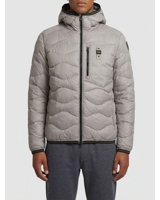 Blauer Gray Quilted Padded Nylon Down Jacket for men