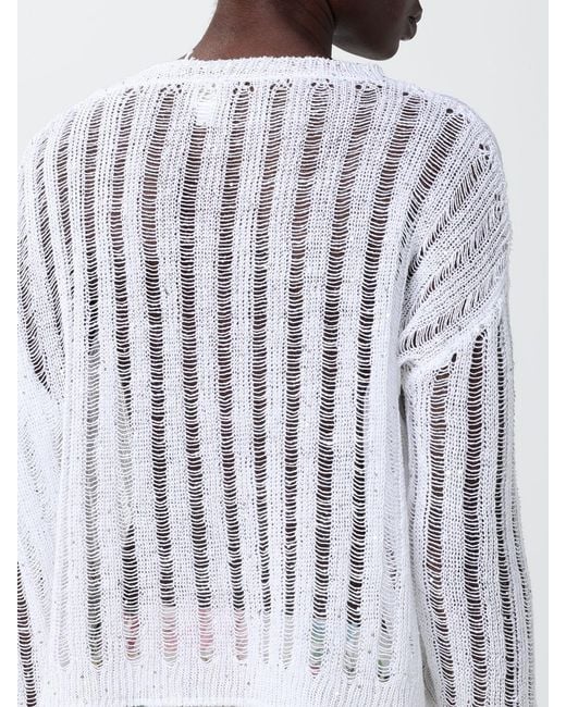 120% Lino White Openwork Knit Top