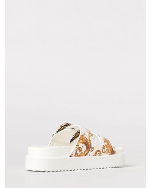 Versace Jeans Couture Natural Patent Leather Baroque Print Sandals