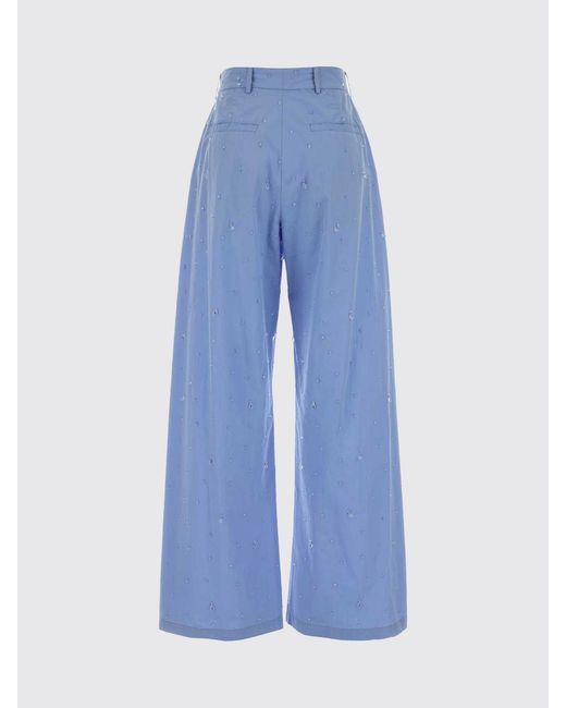 GIUSEPPE DI MORABITO Blue Cotton Palazzo Trousers