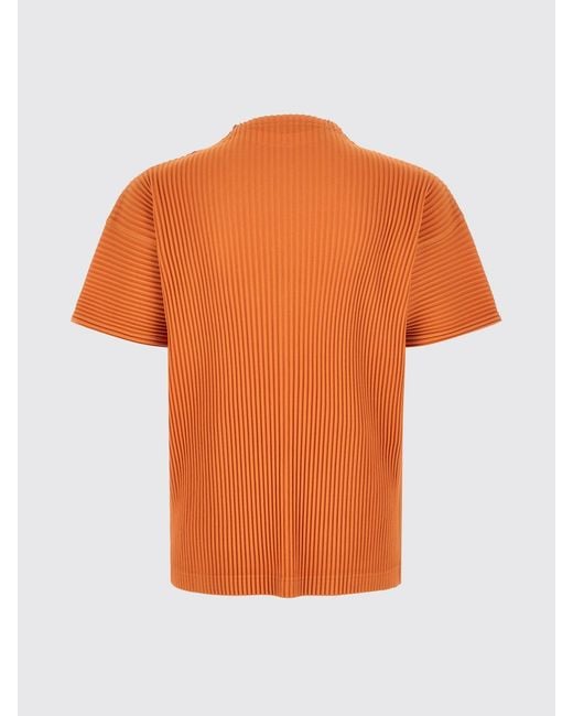 Homme Plissé Issey Miyake Orange Pleated Polyester T-Shirt for men